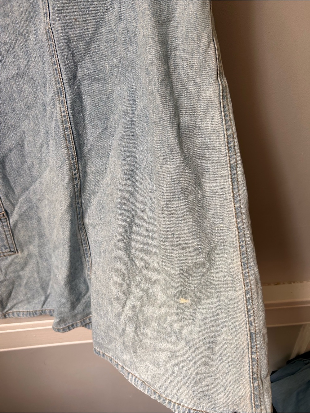 Vintage Denim Mini Overall Jumper Dress - Light Wash Denim - Picture 4 of 7